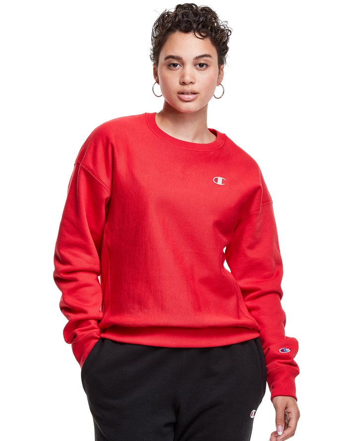 Champion Reverse Weave Crew C Logo Sweatshirt Dames - Rood - Belgie 2509NBERI